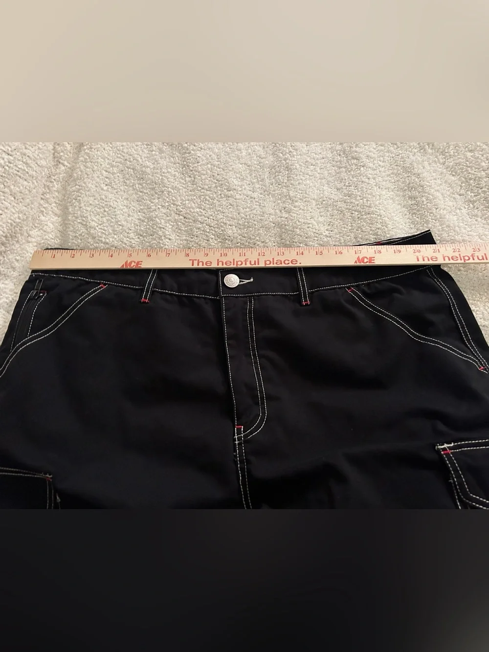 True Religion Mens Cargo Shorts Size 40 Black Y2K Style Utility Streetwear Skate